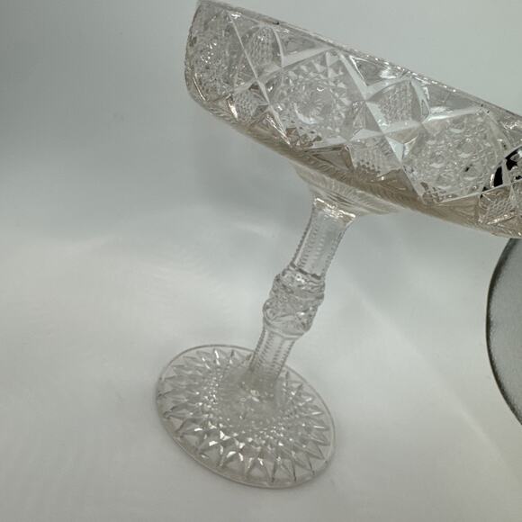 VTG Indiana Pink Cut Glass Diamond Point Pedestal Compote Candy Dish dish - Picture 4 of 10